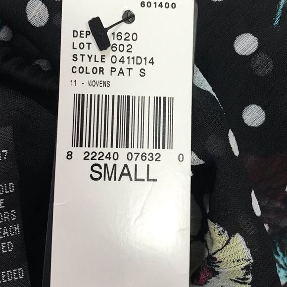 NWT AGB Pok A Dot Floral V-Neck Long Sleeve Blouse S - Picture 5 of 6